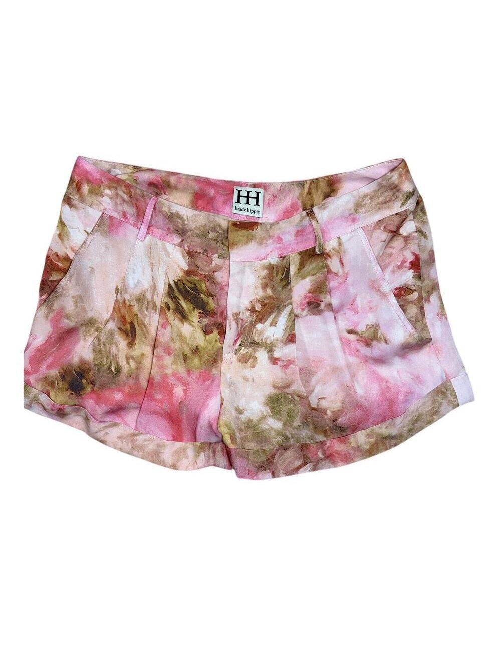 Haute Hippie Pink Tan watercolor Micro Shorts sm/med 31" wst